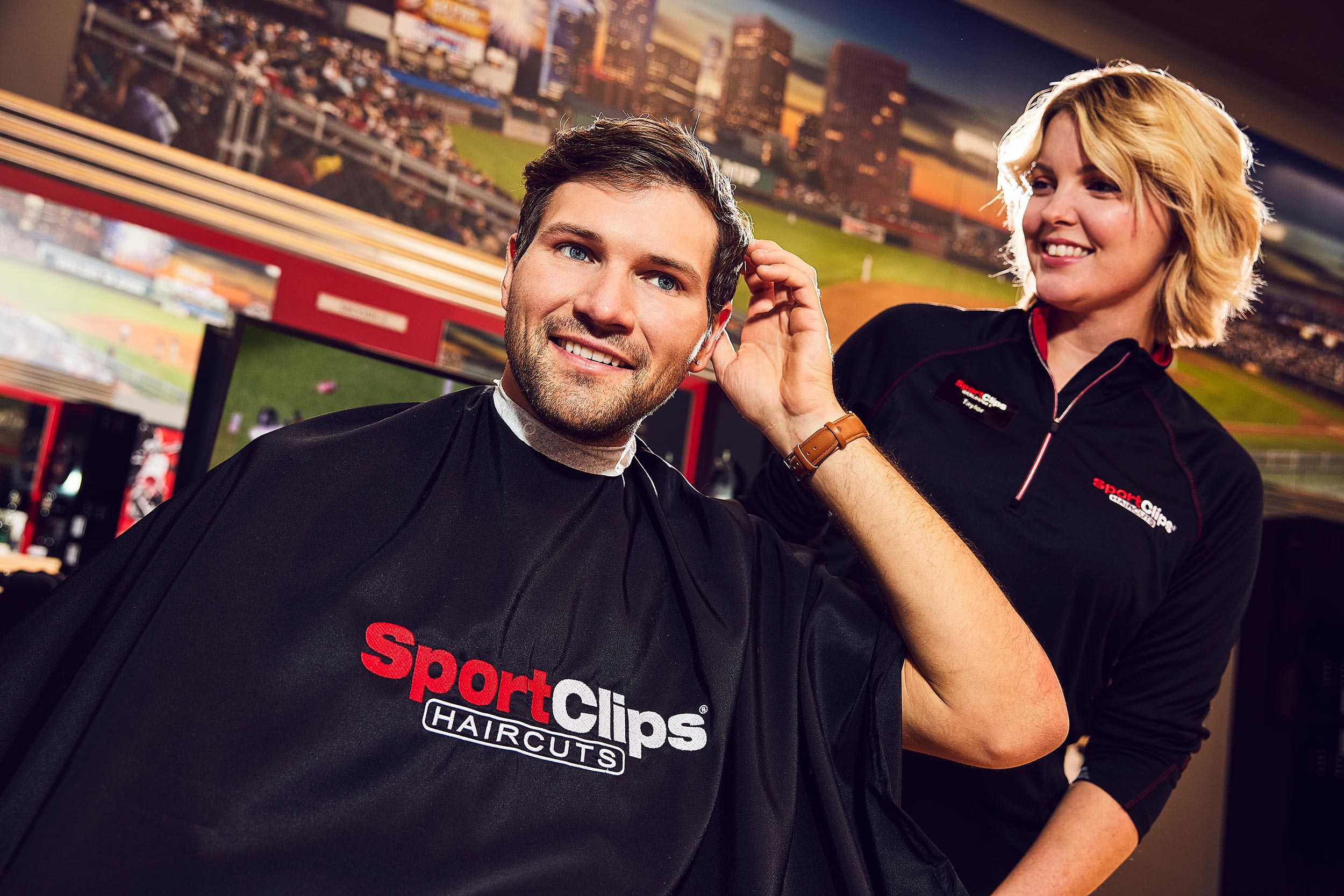 Man having his hair cut at Sport Clips